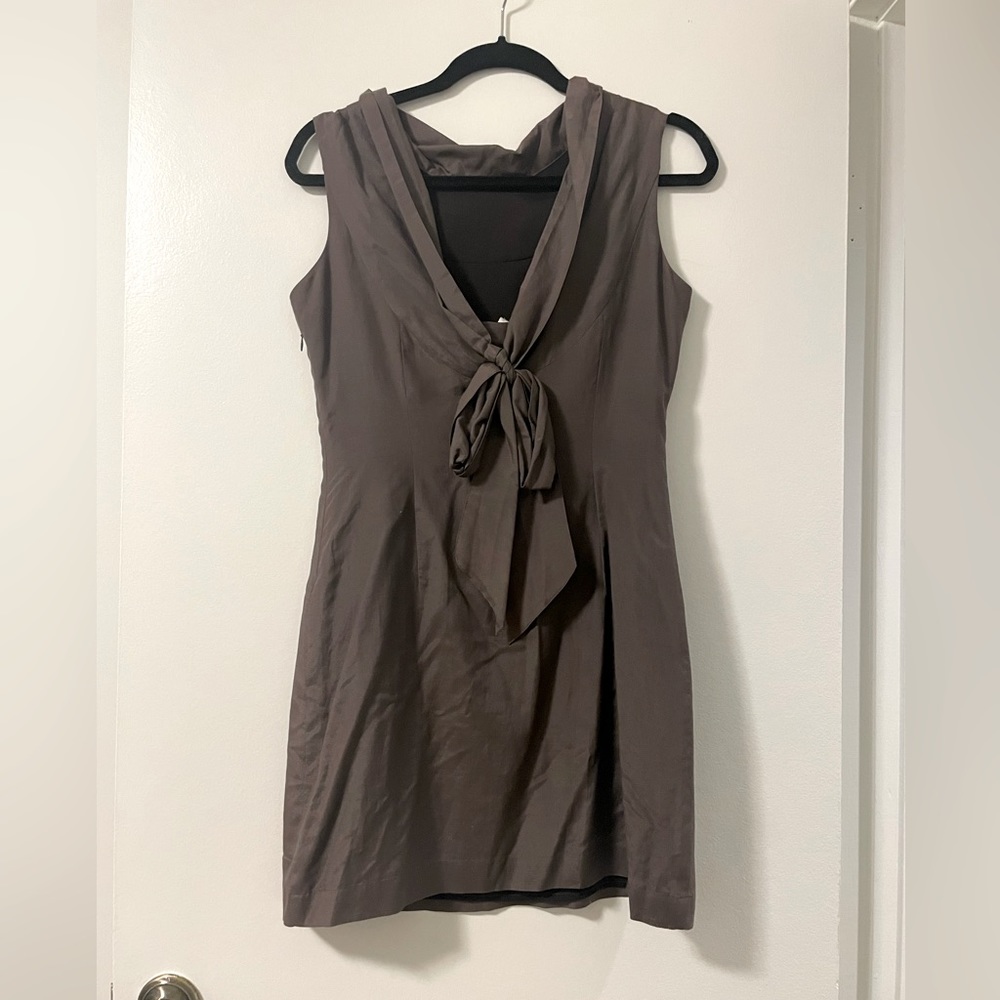 Jenny Han cotton silk shift dress gray tie back size small